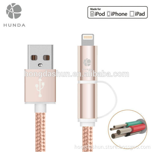 4FT Rose Gold Powerline 2.4a Fast Charging Phone Data Cable MFI Supplier